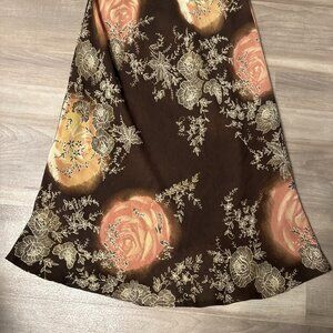 Rag Women's Brown Floral Skirt Pull on Size M. Overall Length Is 29 Inches.